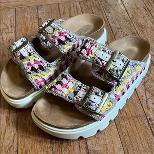 Corkys women Crochet Sandals - Pink, Yellow, Brown